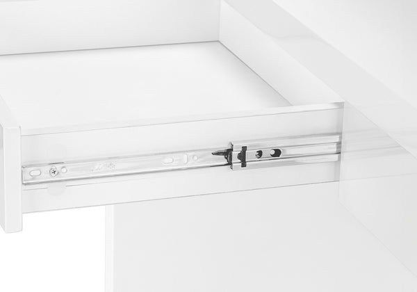 English Elm Computer Desk Glossy White 48" Home Office Table with Storage Drawers, Durable MDF, Contemporary Chic B2710P219853