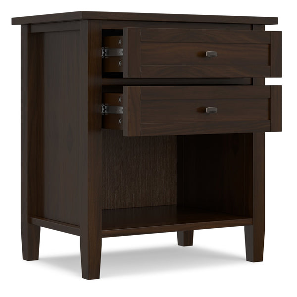 English Elm Warm Shaker Solid Pine Nightstand Two Drawer Open Shelf Farmhouse Bedside Storage B136P420752