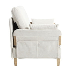 English Elm Foldable sofa bed recliner with three pillows, 3-in-1 convertible sleeper for small spaces, mid-century modern comfort Beige W395P290556