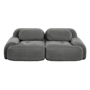 English Elm 82'' Curved Modular Sofa Corduroy Upholstered Two Seat Living Room Lounge Grey W714P323646