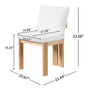 English Elm Indoor Boucle Upholstered Dining Chairs Rubberwood Frame Set of 2 for Modern Spaces N779P379862B