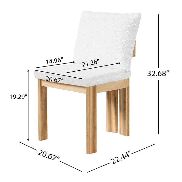 English Elm Indoor Boucle Upholstered Dining Chairs Rubberwood Frame Set of 2 for Modern Spaces N779P379862B