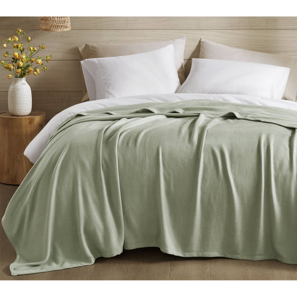 JLA Home Madison Park - Rayon Bamboo Cotton Blanket with Diamond Jacquard Weave — Breathable, Silky Soft & Gift-Ready Luxury Sage Green AM51-0527