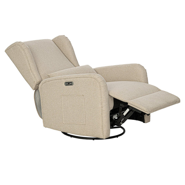 JLA Home Madison Park - Power Recliner Plush 3‑in‑1 Swivel Glider with USB/USB‑C Charging, Storage Pocket, Linen Look Fabric MP103-1271