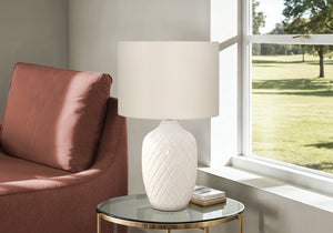 English Elm Lighting, Elegant 25" Cream Ceramic Table Lamp With Ivory Shade - Perfect For Any Room Decor! B2710P220123