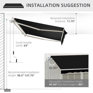 English Elm Outsunny 8' X 7' Manual Retractable Awning - Durable Uv-Blocking Shade For Patios, Decks & Windows W2225P174225-GIGA