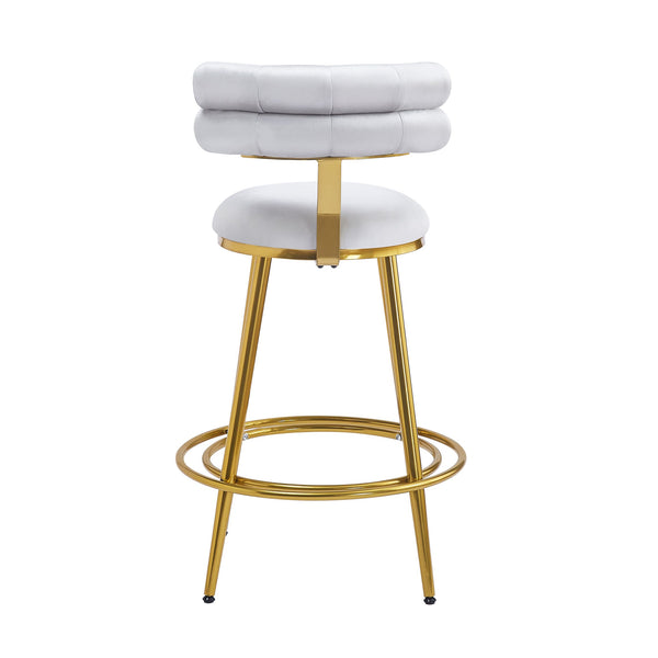 English Elm Christopher Knight Home® - 27.65'' 27.65" Modern Counter Stools Set of 2 with Luxurious Velvet Upholstery, Ergonomic Curved Back, Iron Frame & Footrest Light Gray N780P194940W