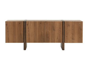 Sunpan Ewan Sideboard – Two-toned Oak Beauty With Rich Graining, Modern Design & Functional Storage Solution Brown Wood 111794