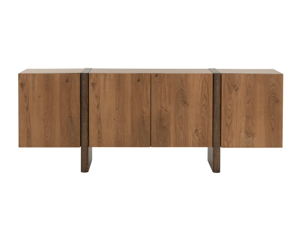 Sunpan Ewan Sideboard – Two-toned Oak Beauty With Rich Graining, Modern Design & Functional Storage Solution Brown Wood 111794