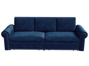 English Elm Chesterfield 93.7" King Pull-Out Velvet Sofa Bed - 3-In-1 Convertible Sleeper With Nailhead Trim & Comfort W1885S00101