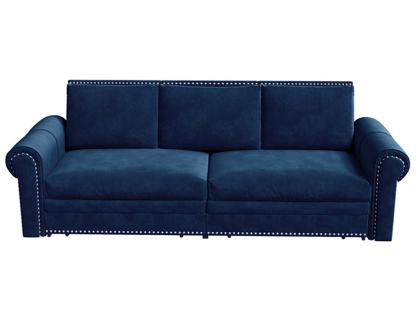 English Elm Chesterfield 93.7" King Pull-Out Velvet Sofa Bed - 3-In-1 Convertible Sleeper With Nailhead Trim & Comfort W1885S00101