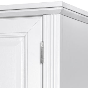 English Elm K&K 71" Tall Farmhouse Pantry Cabinet with Groove Edges, 3 Pull-Out Organizers, 6 Door Shelves White N707P256507W