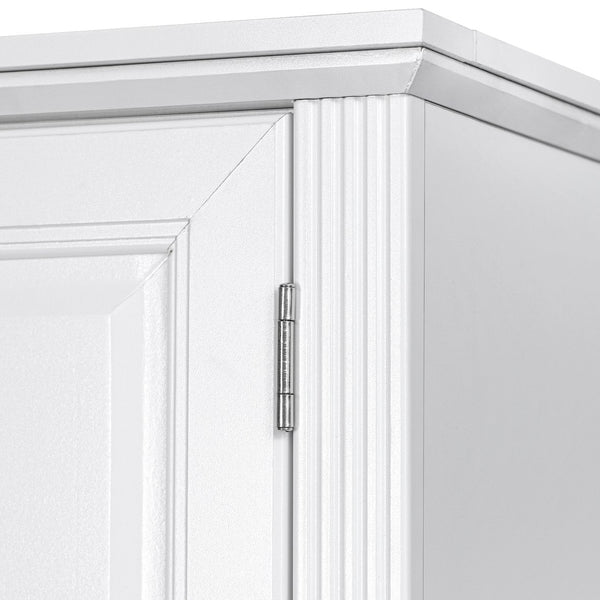 English Elm K&K 71" Tall Farmhouse Pantry Cabinet with Groove Edges, 3 Pull-Out Organizers, 6 Door Shelves White N707P256507W