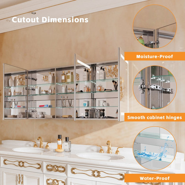 English Elm Lighted Aluminum Medicine Cabinet Smart Mirror with Anti-fog Led and Built-in Usb Outlet W5609P461365