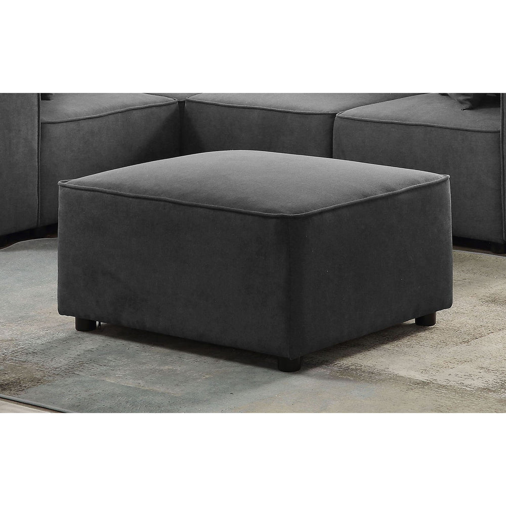 English Elm Grey Ottoman Rectangular with Pocketed Coil Seat, Contemporary Soft Gray Upholstery, Durable Support B062P191061