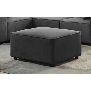 English Elm Grey Ottoman Rectangular with Pocketed Coil Seat, Contemporary Soft Gray Upholstery, Durable Support B062P191061
