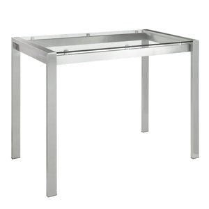 English Elm Fuji Contemporary Counter Table - Sleek Stainless Steel & Clear Glass For Modern Dining Spaces B202P223307