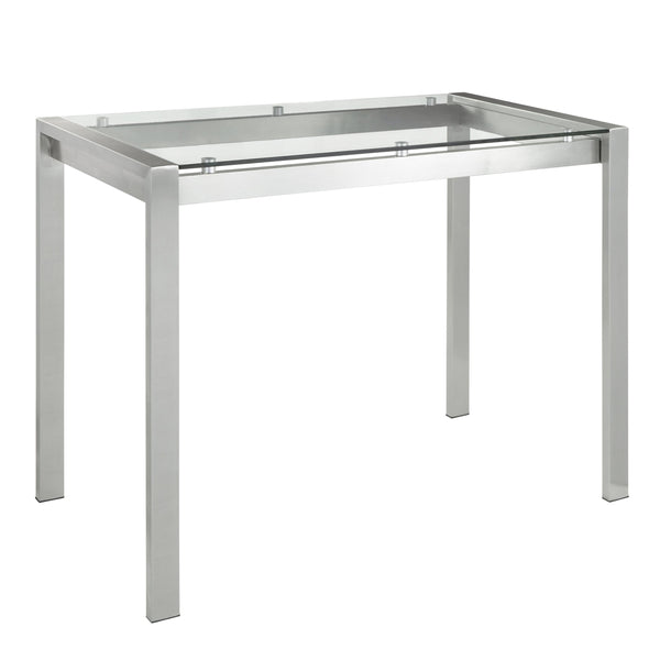 English Elm Fuji Contemporary Counter Table - Sleek Stainless Steel & Clear Glass For Modern Dining Spaces B202P223307