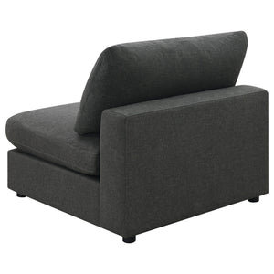 English Elm Duncan Modular Armless Chair in Charcoal Muslin Fabric with Removable Back Cushion, Cozy Modern Seating B062P357799
