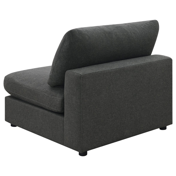 English Elm Duncan Modular Armless Chair in Charcoal Muslin Fabric with Removable Back Cushion, Cozy Modern Seating B062P357799