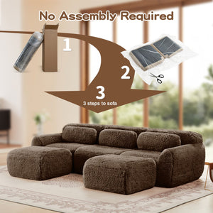 English Elm U-shaped Modular Sectional Sofa Plush Cloud Foam Boneless Build for Home Theater Lounging Chocolate W714S01542