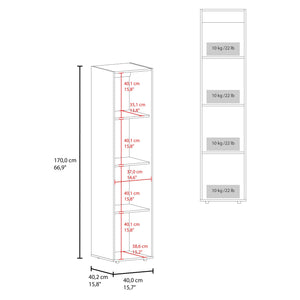 English Elm Deftones Tall Narrow Wenge Cabinet Four Shelves Slim Floor to Ceiling Bedroom Storage B128P485412