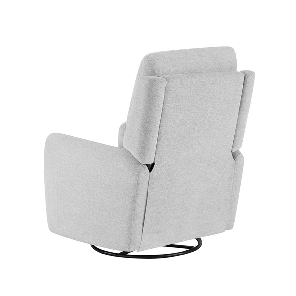 English Elm Jennifer Taylor Home - Dublin 30" Swivel Power Recliner Arm Chair in Saddle Faux Leather with 360° Base and Plush Foam Support Gray B2719P328581