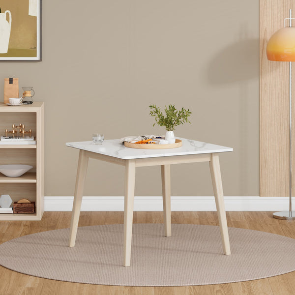 English Elm Studio Round Cement Gray Dining Table with Whitewashed Solid Wood Legs for Small Spaces B127P495090