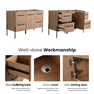 English Elm 48" Freestanding Bathroom Vanity with Soft Close Door 4 Drawers Plywood Build W999P405132