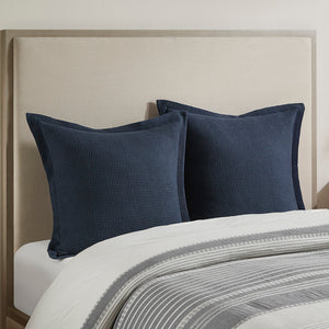 JLA Home Madison Park Signature - Oversized Cotton Jacquard Comforter Set — Farmhouse Waffle Euro Shams, Hypoallergenic Throw Pillows MPS10-523