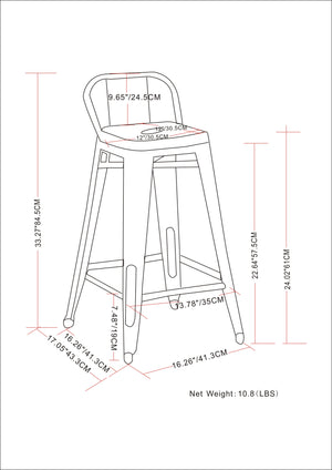 English Elm Keeley 24-Inch Industrial Counter Stools Set Of 4 - Ergonomic, Durable, And Stylish For Home Bars B2732P253612