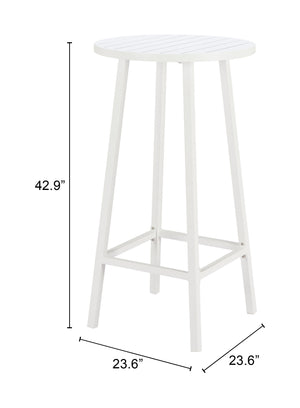 Zuo Modern Ren Bar Table White - Stylish Powdercoated Aluminum Design For Outdoor Use, Events & Hospitality White Aluminum 704150-zuo-modern