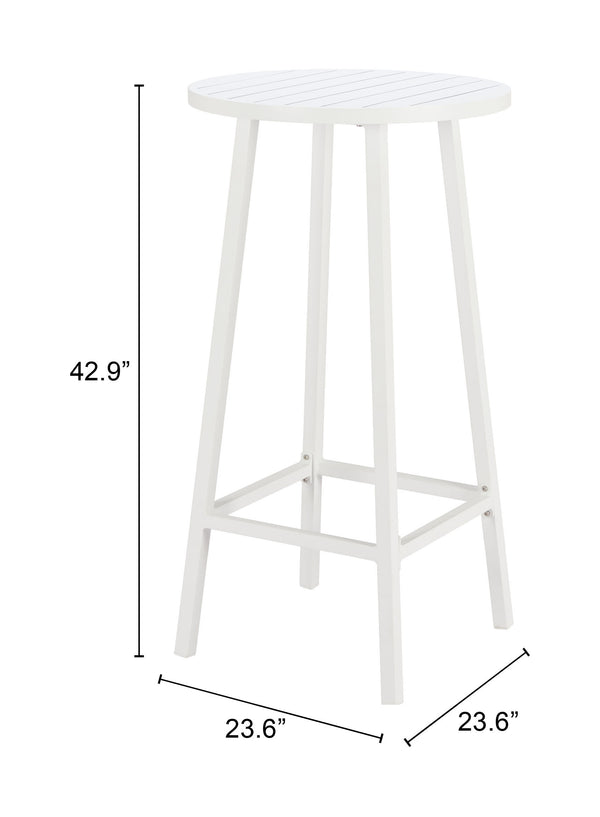 Zuo Modern Ren Bar Table White - Stylish Powdercoated Aluminum Design For Outdoor Use, Events & Hospitality White Aluminum 704150-zuo-modern