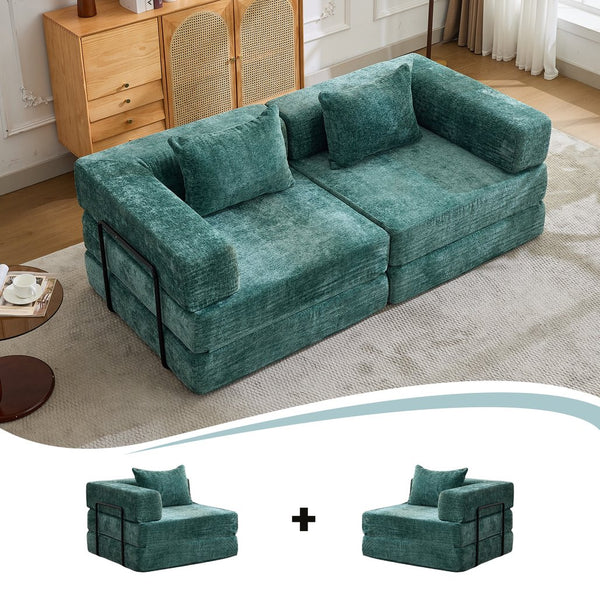 English Elm Compression Convertible Floor Sofa Bed - Cozy Chenille Loveseat For Small Spaces, No Assembly Needed! W3723P345641