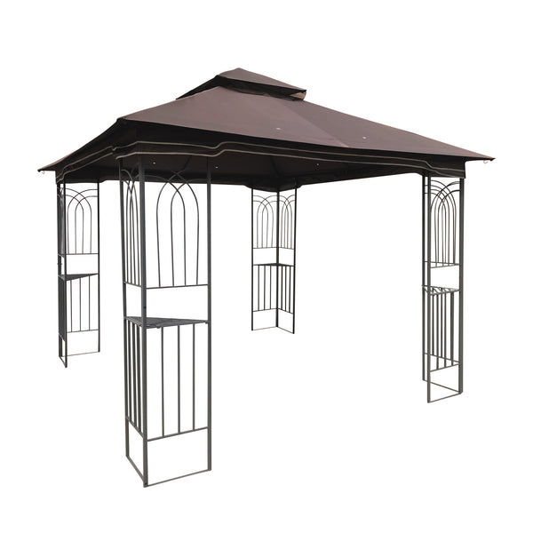 English Elm Same 10x10 Outdoor Gazebo with Vented Dual Roof Mesh Walls Steel Frame Patio W419P461620