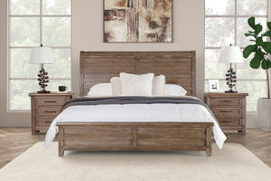 English Elm Transitional Three Drawer Nightstand Solid Wood Oak Veneer Warm Brown Bedroom B2741P433363