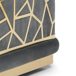 English Elm Talia Chic Micro Suede Loveseat with Patterned Arms, Gloss Brass Trim & Kiln-Dried Hardwood Frame Dark Gray 35 L x 26 W x 69 H B078P301563