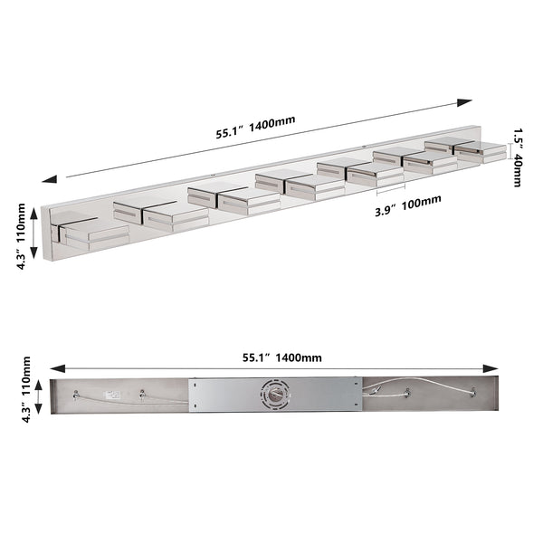 English Elm Modern Chrome Led Vanity Light - 7-Light Wall Sconce For Bathrooms, Energy-Efficient & Easy Install W2312P374923
