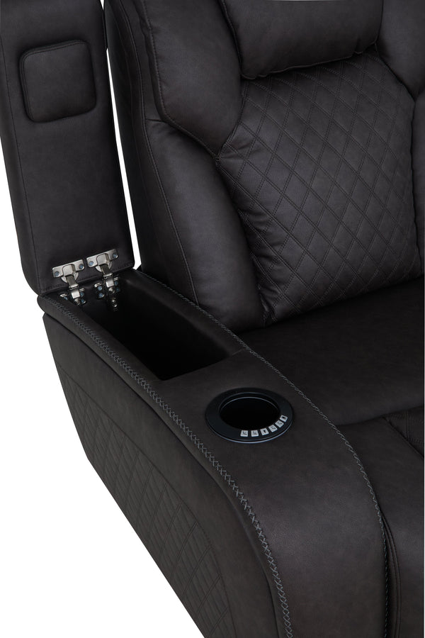 English Elm Wendell Power Reclining Sofa with Led Lighting Usb Charging and Microfiber Fabric B2726P435894