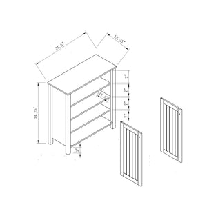 English Elm Shoe cabinet with slat vented doors, 4 shelves for 20 pairs, top display surface, Dark Taupe finish B107P283306