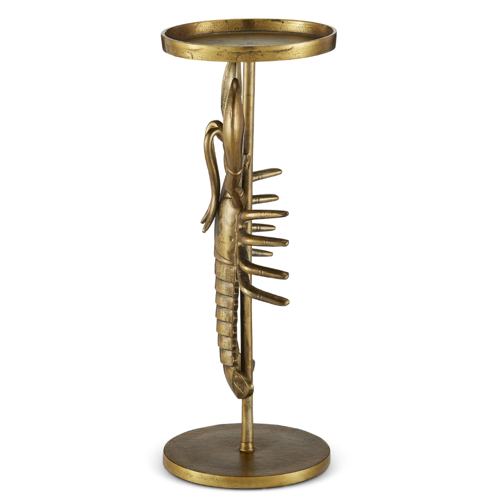 Georgetown Brass Drinks Table: Whimsical Lobster Accent for Coastal Homes, Perfect for Happy Hour!