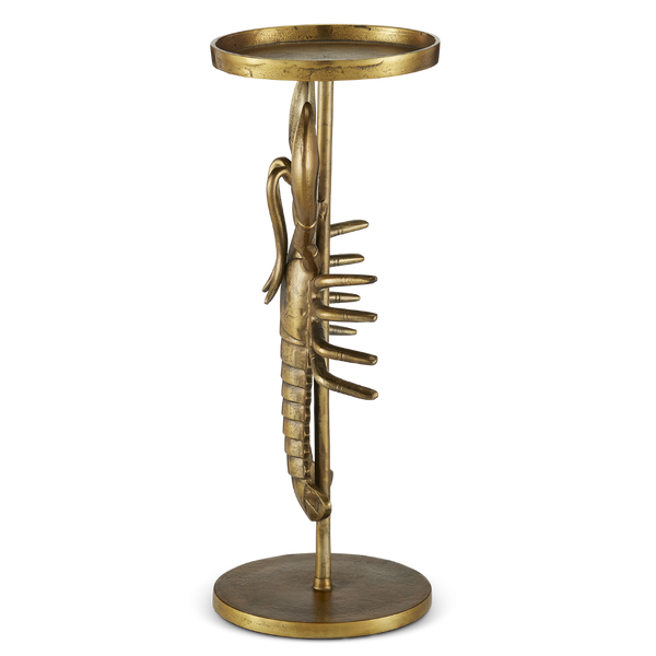 Georgetown Brass Drinks Table: Whimsical Lobster Accent for Coastal Homes, Perfect for Happy Hour!