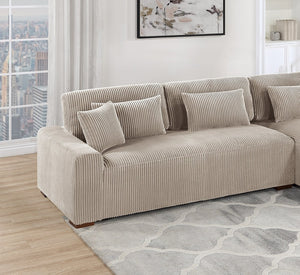 English Elm Modern Plush Corduroy 2pc Sectional Sofa with Chaise, Sleek Low-Profile Legs and 5 Accent Pillows Camel 68 L x 41 W x 21 H B011S01281