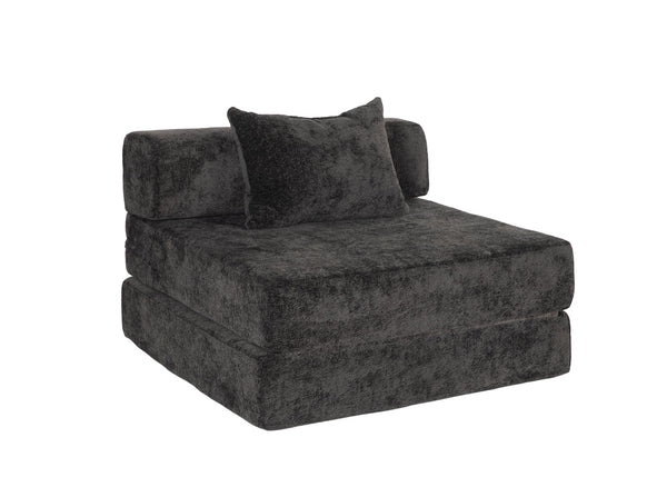 English Elm Compression Convertible Floor Sofa Bed - Versatile Modular Seating & Sleeping Solution In Black W3723P345653