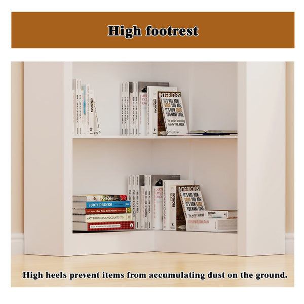English Elm Corner 5-Tier Bookshelf White MDF – Space-Saving Corner Storage, Sturdy Durable Design for Home Study W3062P289213