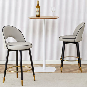 English Elm 360 Swivel Pu Leather Barstools Set of Two with Matte Black Legs for Kitchen or Bar W1151P265583