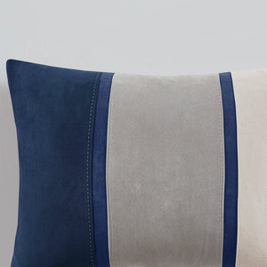 English Elm 7 Piece Palisades Faux Suede Comforter Set Queen - Heather Grey Blue Charcoal, Hypoallergenic Style B03596784