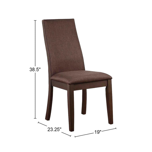 English Elm Set Of 2 Fabric Upholstered Dining Chairs In Rich Chocolate With Espresso Wood Frame Design B016P223109-GIGA