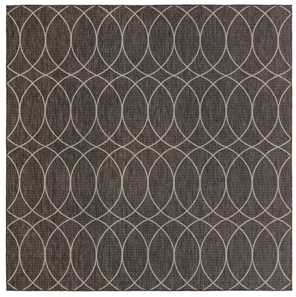 Unique Loom Outdoor Trellis Gitter Machine Made Trellis Rug Charcoal, Ivory 10' 0" x 10' 0"