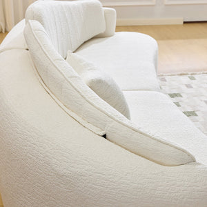 English Elm Curved Four Seat Chenille Sofa with Removable Backrest for Retro Apartment Living White W3612S00043